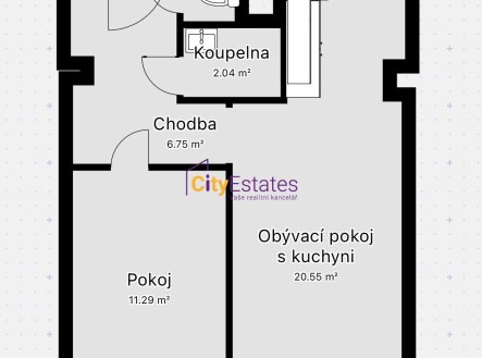 Prodej bytu, 2+kk, 43 m²