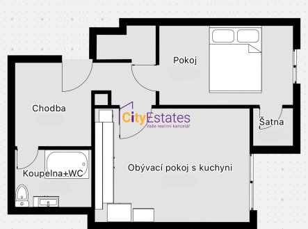 Prodej bytu, 2+kk, 50 m²