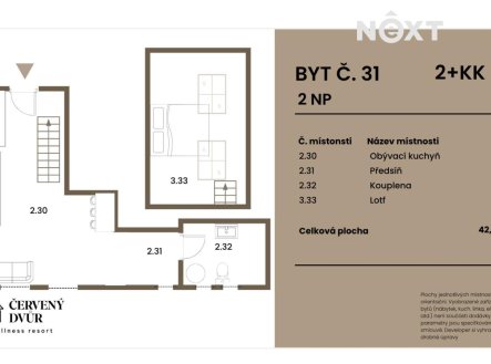Prodej bytu, 2+kk, 42 m²
