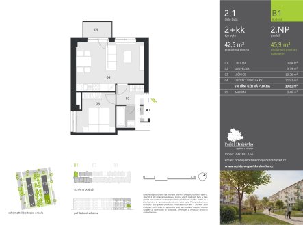Pronájem bytu, 2+kk, 43 m²