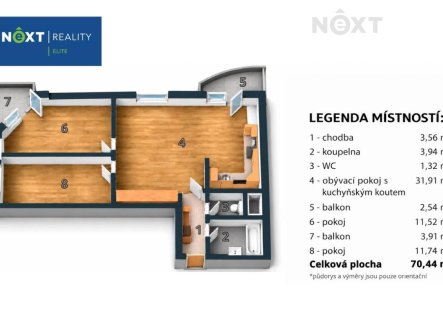 Prodej bytu, 3+kk, 77 m²