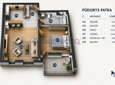 Prodej bytu, 2+1, 53 m²