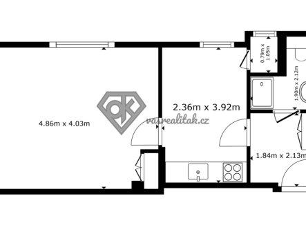 Pronájem bytu, 1+1, 38 m²