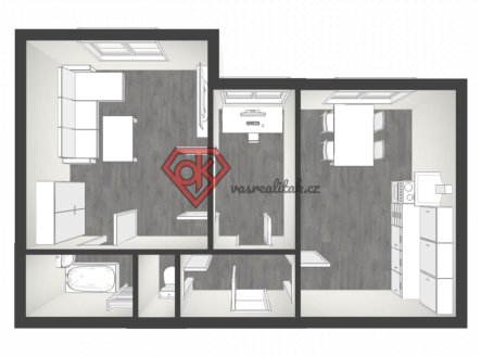 Pronájem bytu, 2+1, 52 m²