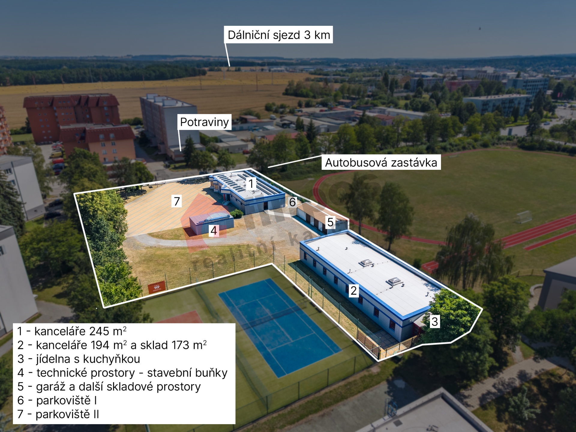 Pronájem: Kanceláře 295 m2 a 194 m2 - Skladové a výrobní prostory 51 m2 a 173 m2 - v Komerčním areál