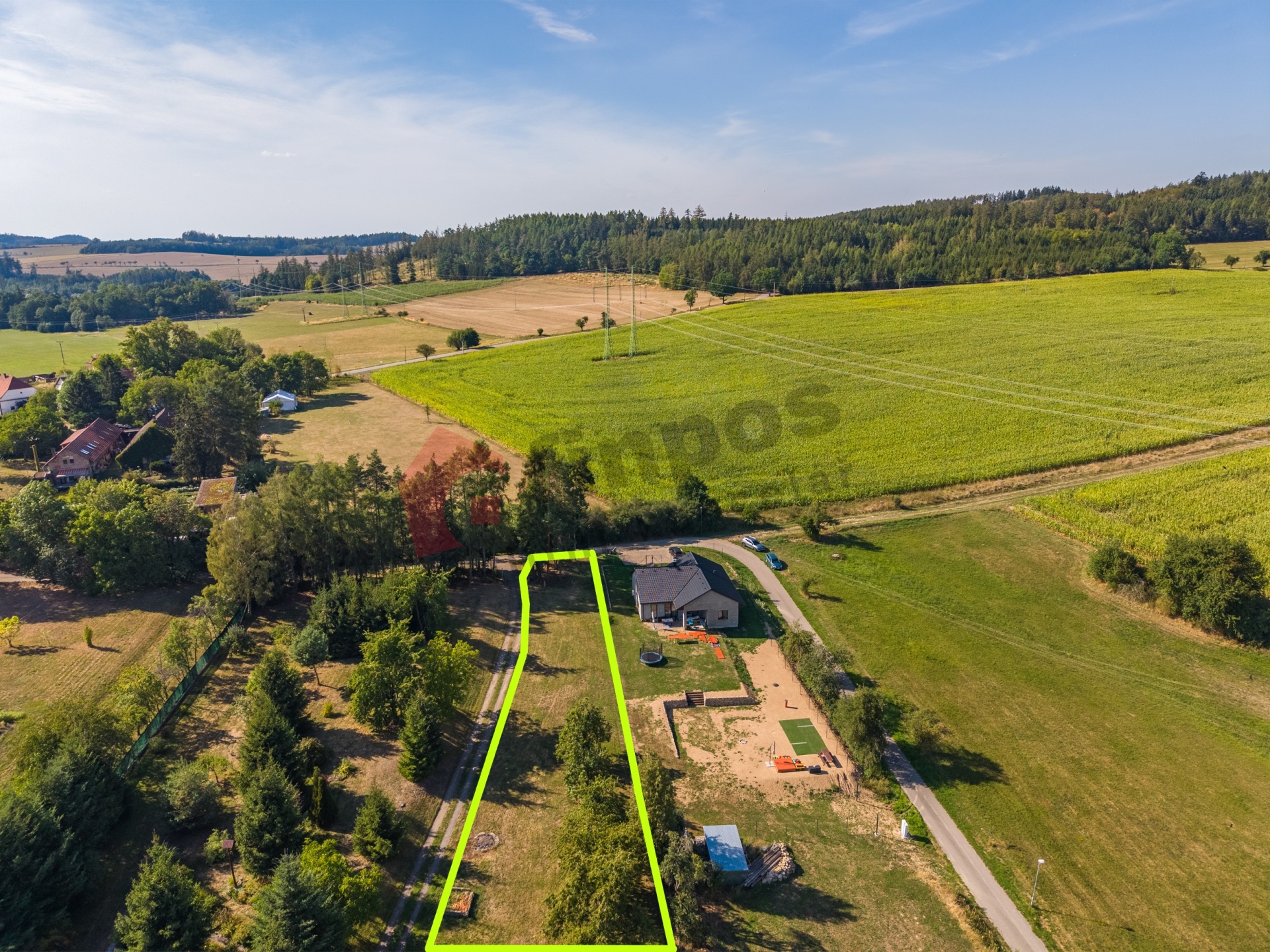 Stavební parcela na prodej 1000 m2 Skrýšov, obec Ratměřice, okres Benešov.