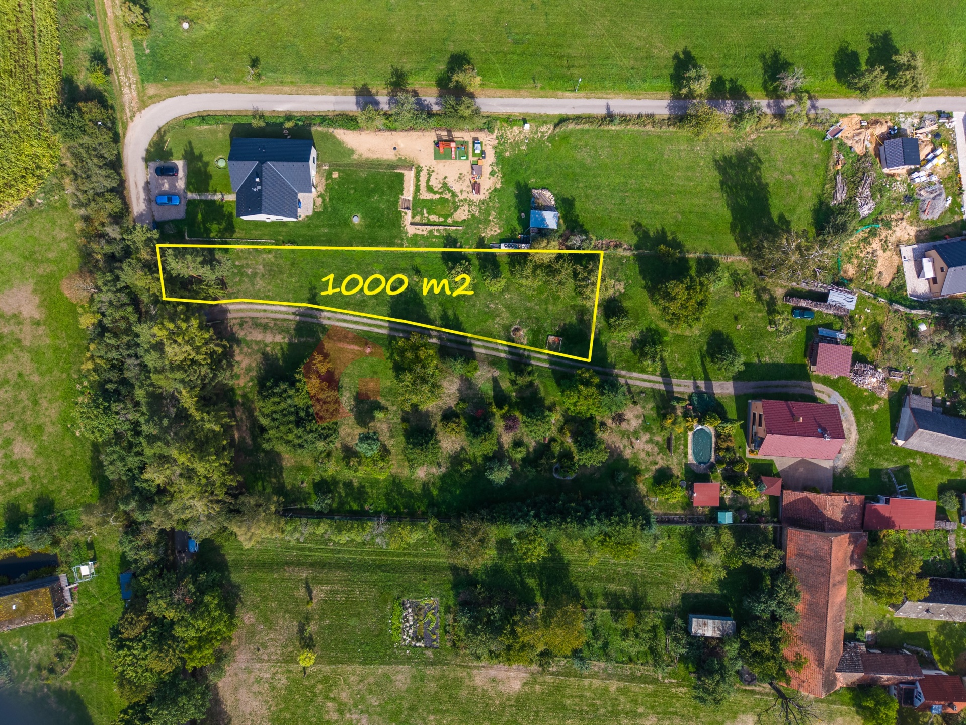 Stavební parcela na prodej 1000 m2 Skrýšov, obec Ratměřice, okres Benešov.