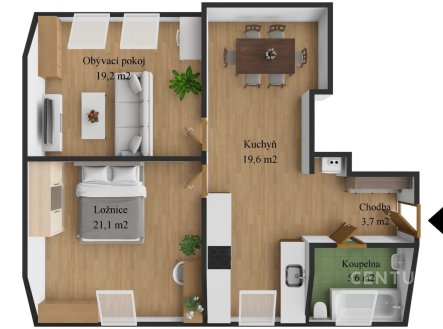 Pronájem bytu, 2+1, 88 m²