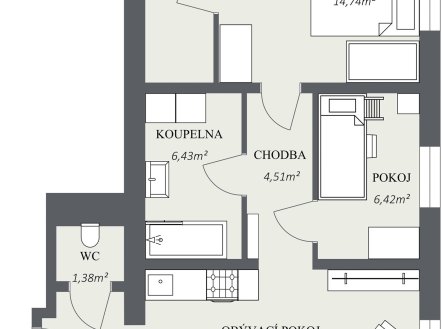 Prodej bytu, 3+kk, 73 m²