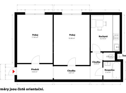 Prodej bytu, 2+1, 66 m²