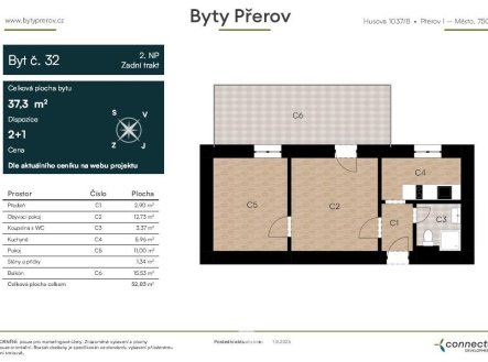 Pronájem bytu, 2+1, 37,3 m²