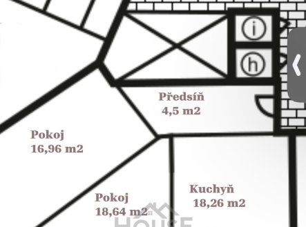 Prodej bytu, 2+1, 60 m²