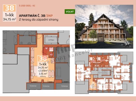 Prodej bytu, 1+kk, 34 m²