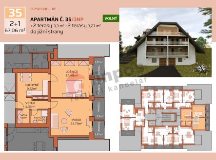 Prodej bytu, 2+1, 67 m²