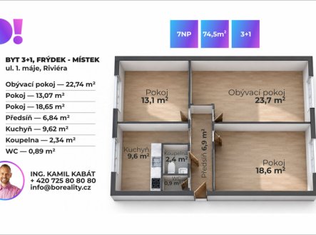 Prodej bytu, 3+1, 77 m²