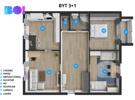 Prodej bytu, 3+1, 62 m²
