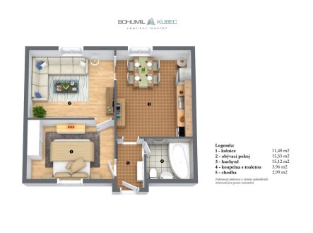 Pronájem bytu, 2+1, 55 m²