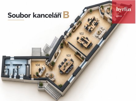 Pronájem kanceláře, 135 m²