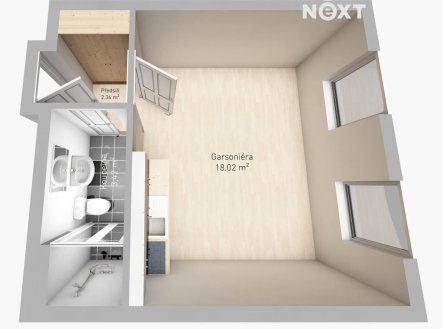 Pronájem bytu, 1+kk, 24 m²