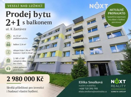Prodej bytu, 2+1, 61 m²