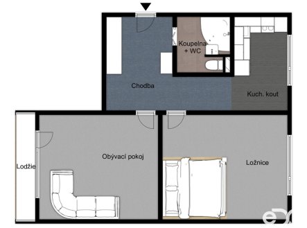 Pronájem bytu, 2+1, 60 m²