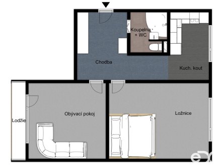 Pronájem bytu, 2+1, 60 m²