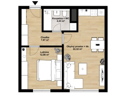 Pronájem bytu, 2+kk, 50 m²