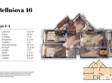 Prodej bytu, 3+1, 95 m²