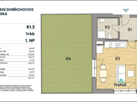 Pronájem bytu, 1+kk, 40 m²
