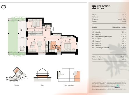 Prodej bytu, 3+kk, 76 m²