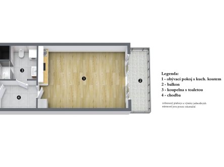 Pronájem bytu, 1+kk, 35 m²