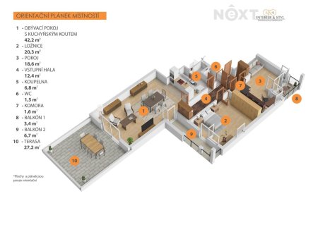 Pronájem bytu, 3+kk, 140 m²