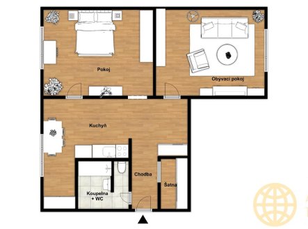 Prodej bytu, 2+1, 64,6 m²