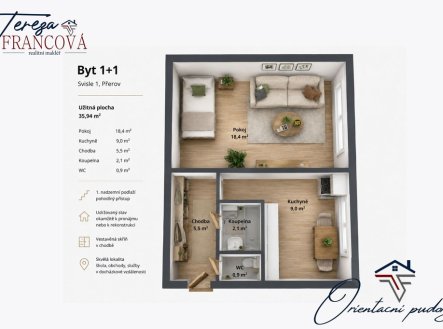 Prodej bytu, 1+1, 36 m²