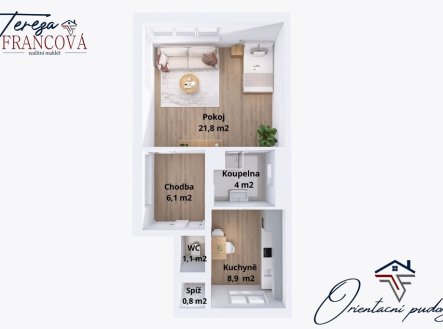 Pronájem bytu, 1+1, 43 m²