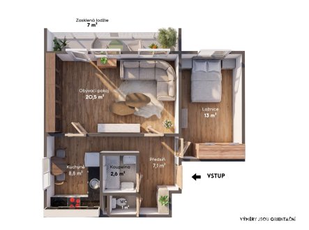 Prodej bytu, 2+1, 62 m²