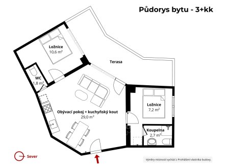 Prodej bytu, 3+kk, 70 m²