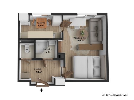 Pronájem bytu, 1+1, 29 m²