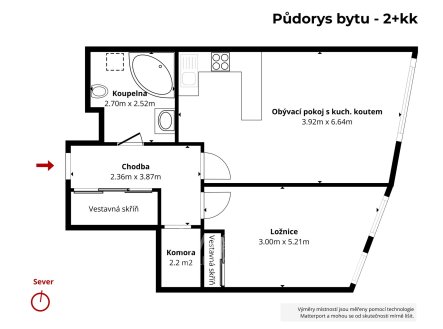 Pronájem bytu, 2+kk, 61 m²