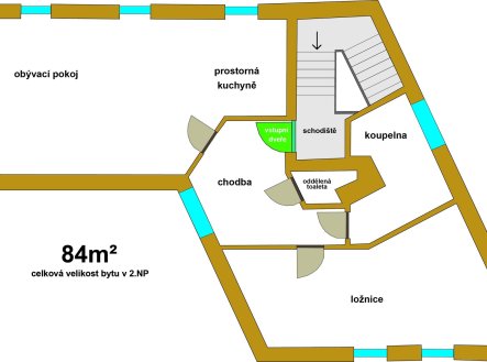 Pronájem bytu, 1+kk, 84 m²