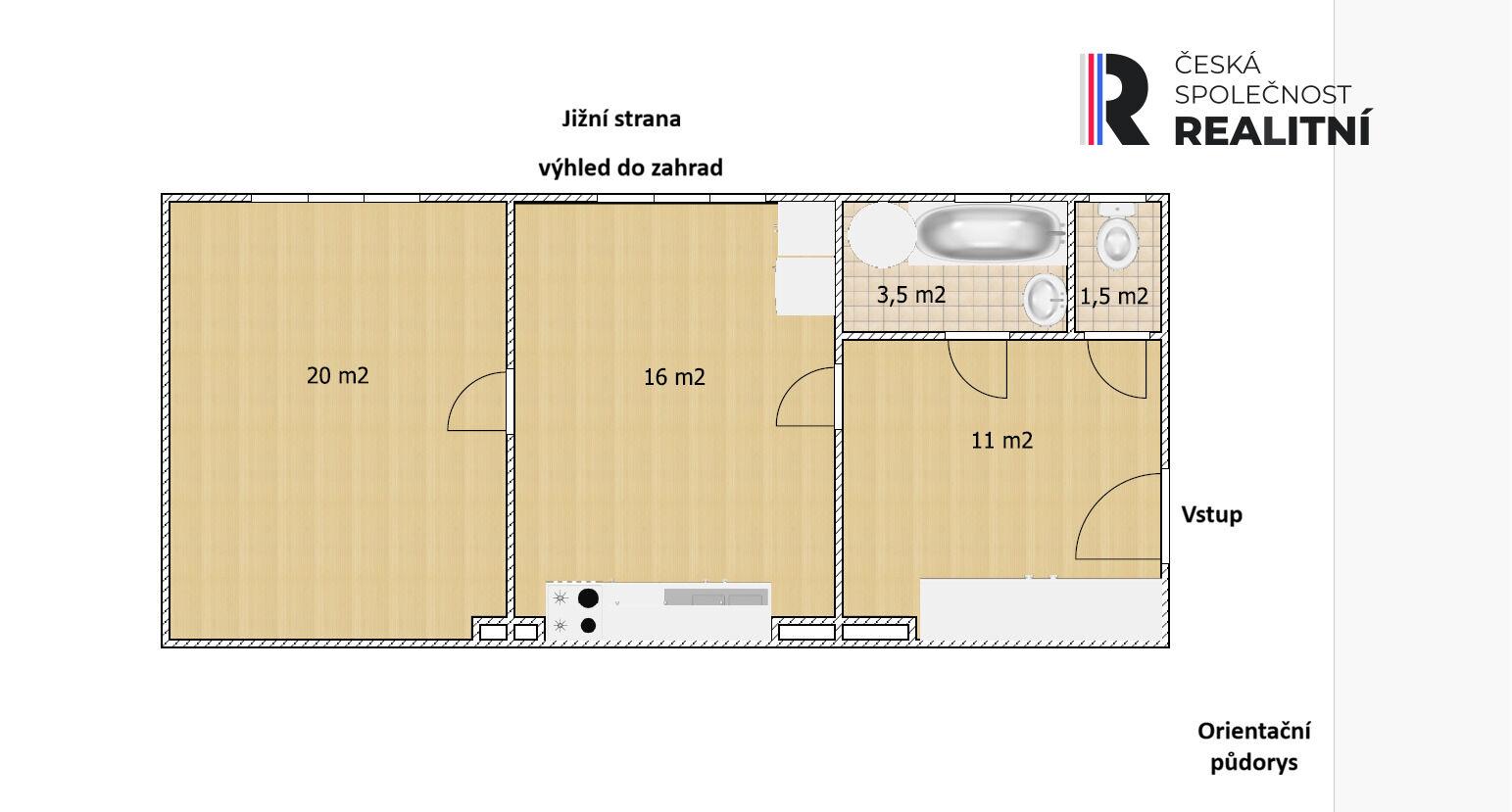 Prodej bytu 1+1, 50m2, výhled do zeleně