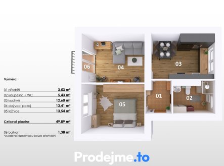 Prodej bytu, 2+1, 53 m²