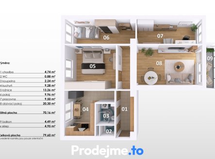 Prodej bytu, 4+1, 80 m²