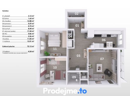 Prodej bytu, 3+1, 80 m²