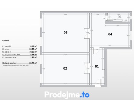 Pronájem bytu, 3+kk, 86 m²