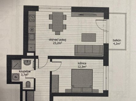 Pronájem bytu, 2+kk, 51 m²