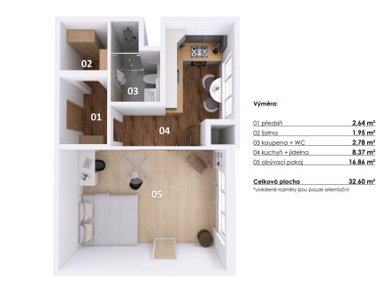 Pronájem bytu, 1+1, 35 m²