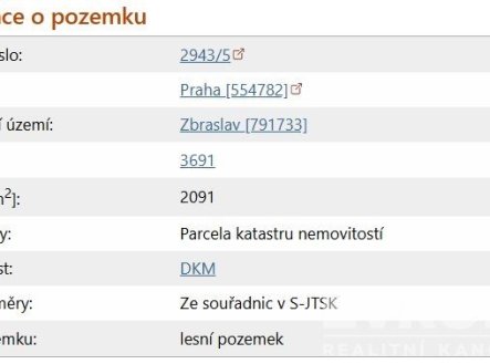 Prodej pozemku, les, 2 166 m²
