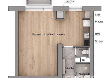 Pronájem bytu, 1+kk, 36 m²