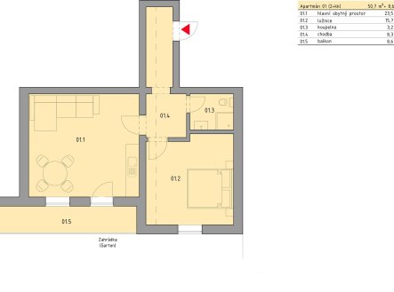 Prodej bytu, 2+kk, 51 m²